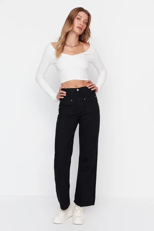Trendyol Black Pocket Detailed High Waist Wide Leg Jeans