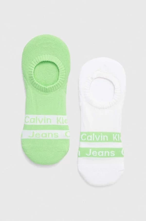 Členkové ponožky Calvin Klein 2-pak pánske, zelená farba