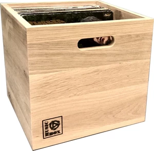 Music Box Designs Natural Oak 12 Inch Vinyl Record Storage Box Caja Caja de discos de vinilo