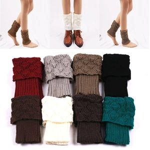 Winter Knitted Wool Warm Leg Sleeve Women Crochet Boot Cuffs Knit Toppers Boot Socks Thermal Warm Short Socks Furry Leg Warmers