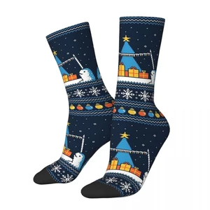 Christmas Narwhals Socks Harajuku High Quality Stockings All Season Long Socks Accessories for Unisex Gifts