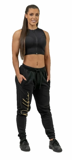 Nebbia High-Waist Joggers INTENSE Signature Black/Gold XS Pantalones deportivos