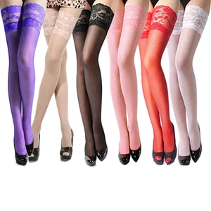 Sexy Lace Thigh High Knee Stockings Women Transparent High Elastic Stockings Nylon Lace Temptation Medias