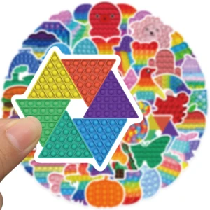 50PCS Bubblefidget Toy Stickers no repeating cartoon children's stickers pull bar box guitar personalized graffiti stickers