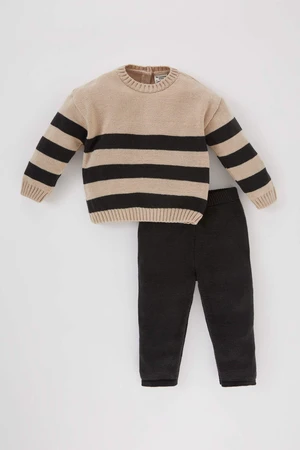 DEFACTO 2 piece Regular Fit Striped Tricot Set