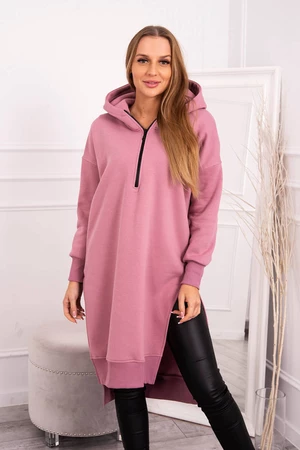 Insulated sweatshirt with slits on the sides dark pink
