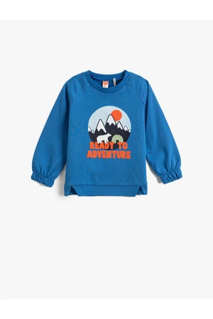 Koton Nature Themed Printed Sweatshirt. Crew Neck Elasticated the Cuffs.