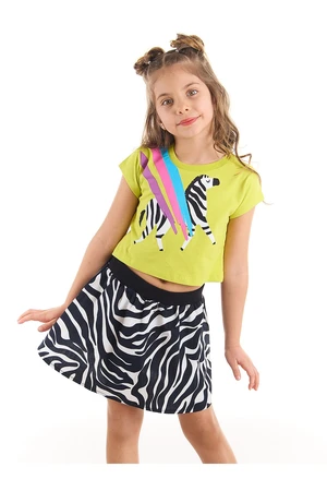 Mushi Rainbow Zebra Girl Crop-top T-shirt 100% Cotton Poplin Zebra Skirt Set