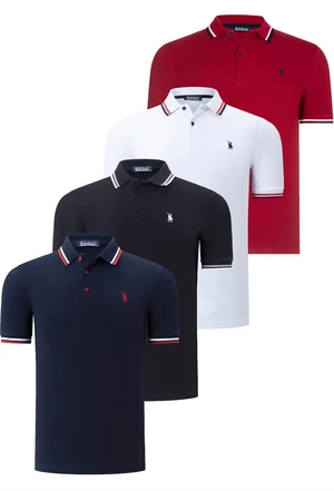 QUAD SET T8594 DEWBERRY MENS T-SHIRT-BLACK-WHITE-NAVY BLUE-BURGUNDY