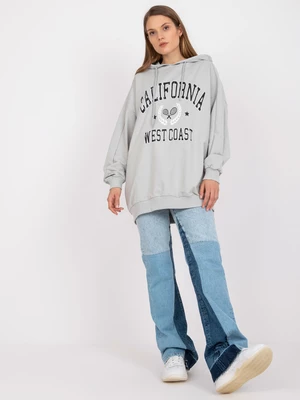 Grey sweatshirt with printed design and long sleeves