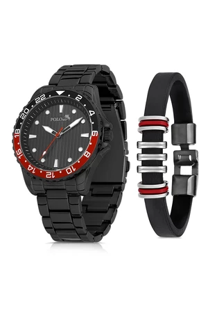 Polo Air Metal Strap Sports Men's Wristwatch Bracelet Combination Black