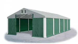 Skladový stan 5x10x2,5m střecha PVC 560g/m2 boky PVC 500g/m2 konstrukce ZIMA PLUS Zelená Šedá Bílá,Skladový stan 5x10x2,5m střecha PVC 560g/m2 boky PV