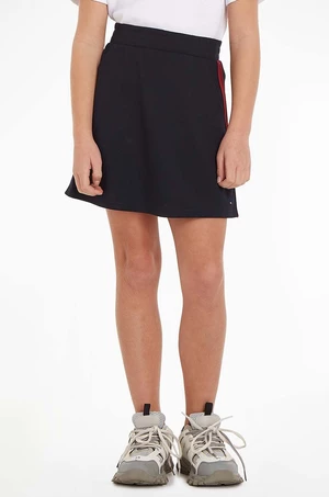 Dětská sukně Tommy Hilfiger tmavomodrá barva, mini, áčková