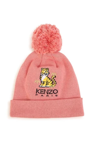 Čepice s příměsí kašmíru pro děti Kenzo Kids růžová barva