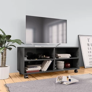 TV Cabinet with Castors High Gloss Gray 35.4"x13.8"x13.8" Chipboard