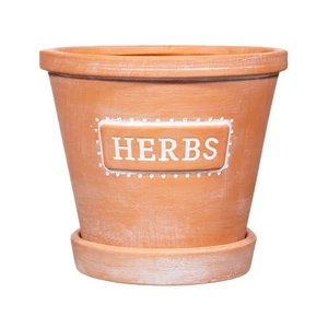 Terakotový kvetináč s tanierikom Sass & Belle Herbs, ø 12,5 cm