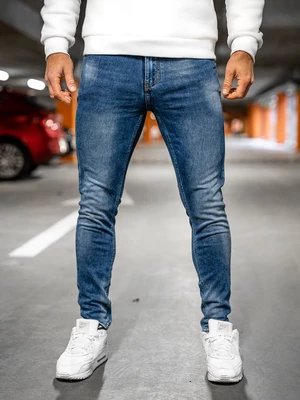 Tmavě modré pánské džíny skinny fit s paskem Bolf R51122W1