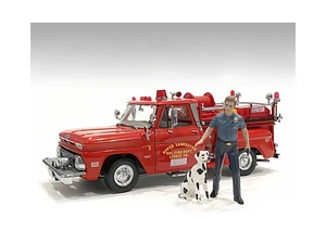 "Firefighters" Fire Dog Training Figures (Trainer and Dog) for 1/18 Scale Models by American Diorama