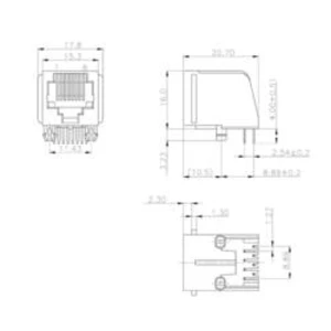 Zásuvka, vestavná horizontální encitech 3257-0012-03, RJ45 RJJU-88-143-E7V-012, černá, 1 ks