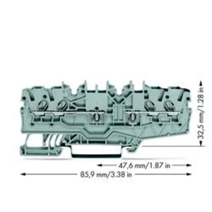Průchodková svorka WAGO 2000-2141, osazení: L, pružinová svorka, 3.50 mm, šedá, 50 ks