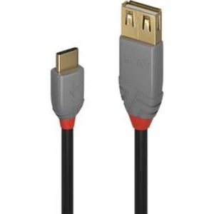 Kabel LINDY LINDY 0,15m USB 2.0 Typ C/A m/f Anthra 36897, 15.00 cm, černá