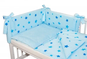 3-dílná sada mantinel s povlečením Minky Baby Stars - sv. modrá, 120x90cm, vel. 120x90