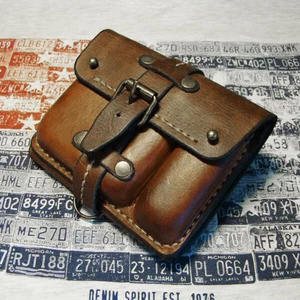 Men Genuine Leather 4 Card Case Penknife Belt Bag Hip Bum Bag Utility Travel Belt Sheath