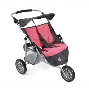 Bayer Chic Kočárek Jogger pro dvojčata šedorůžový