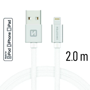 Datový kabel Swissten Textile USB Lightning MFi 2,0 M , silver