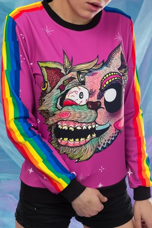Schizo Cat Sweater (Pink)