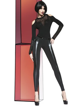 Bas Bleu ADELE women's leggings in knitted fabric and leather decorations