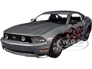 2010 Ford Mustang GT Gray Metallic with Flames "Ford Motor Company" "Bigtime Muscle" Series 1/24 Diecast Model Car by Jada