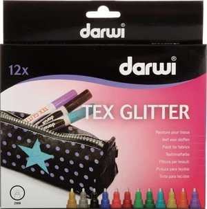 Darwi Tex Fabric Glitter Marker Set Mezcla 12 x 6 ml Rotulador