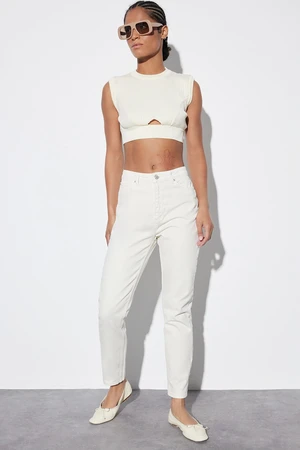 Trendyol Beige High Waist Mom Jeans