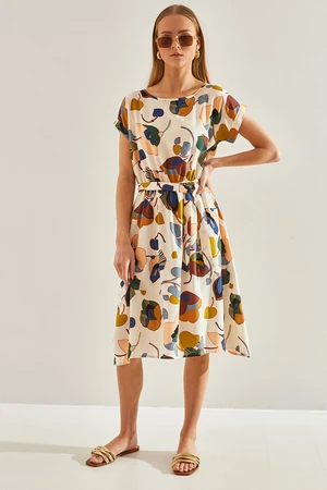 Bianco Lucci Women's Multi Patterned Elastic Waist Dress