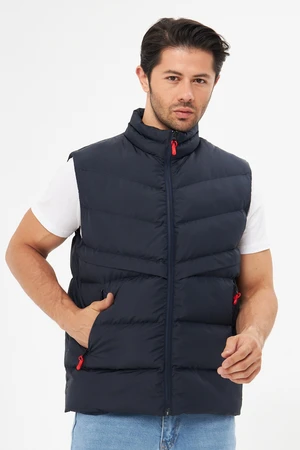 D1fference Men's Lined Water And Windproof Navy Blue Inflatable Vest.