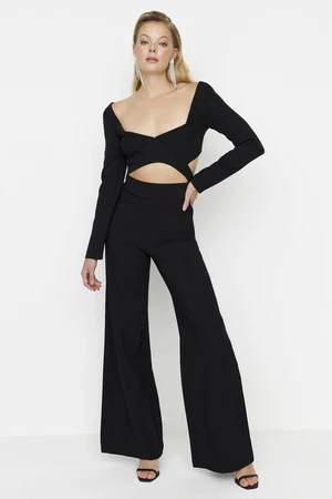 Trendyol Black Wide Leg Woven Trousers