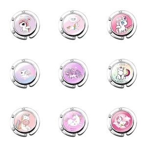 Foldable Purse Hook for Women's Table Handbag Storage Folding Decor Table Hook Cartoon Funny Creative Cute Cute Cartoon Unicorn