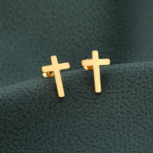 Stainless Steel Small Jesus Cross Stud Earrings Simple Christian Cross Earrings For Women Gifts Religious Jewelry