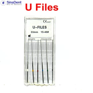 Dental Ultrasonic U-Files Staniless Steel NITI 15-40# 33mm for Root Canal Endodontics Stainless Steel Ultrasonic Files Dentistry