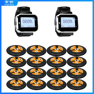 Wireless Restaurant Equiment 2 Smart Watch Receiver +16 Waiter Call Buttons Transmitter For Service Table