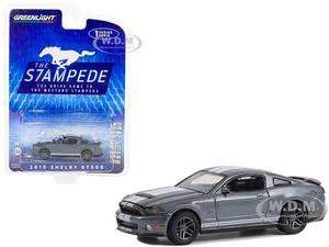 2010 Shelby GT500 Sterling Gray Metallic with White Stripes "The Drive Home to the Mustang Stampede" Series 1 1/64 Diecast Model Car by Greenlight
