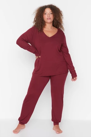 Trendyol Curve Burgundy Pajamas Set