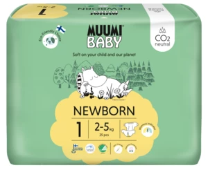 Muumi Baby 1 Newborn 2–5 kg eko pleny 25 ks
