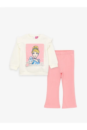 LC Waikiki Crew Neck Cinderella Printed Long Sleeve Baby Girl Sweatshirt and Tights