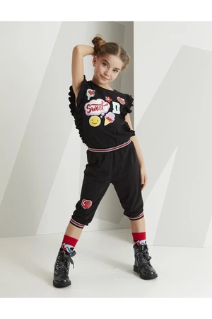 Mushi Girls' Stylish Black Overalls