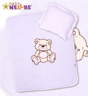 Baby Nellys 2-dílná sada do kočárku jersey Medvídek Teddy Bear - bílá