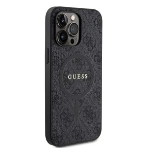 Zadní kryt Guess PU Leather 4G Colored Ring MagSafe pro Apple iPhone 14 Pro Max, černá