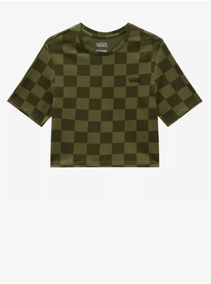 Zelené dámské kostkované cropped tričko VANS Checker - Dámské