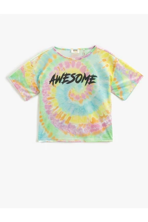 Koton Oversized T-Shirt Tie-tie-patterned Print Short Sleeves Round Neck.